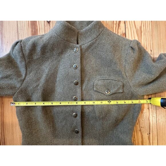 Vintage 90s Ralph Lauren Wool Green Gray Fitted Button Front Blazer Small - Picture 11 of 12